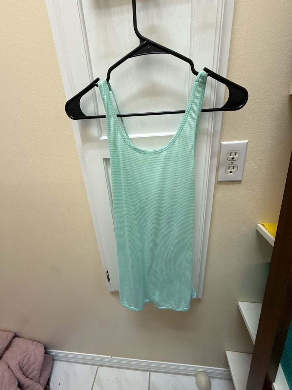 Calia Women's Striped Crisscross Back Athletic Tank Top in Mint Green
